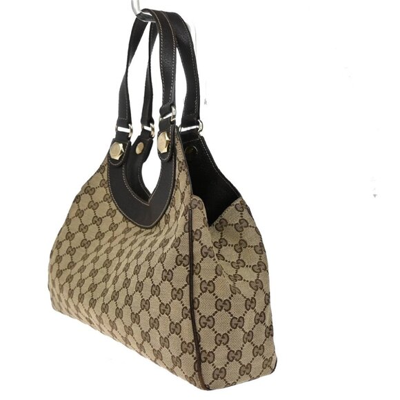 GUCCI Logo GG Pattern Shoulder Bag Canvas Leather Brown GHW Italy 76YH745 - Picture 2 of 14